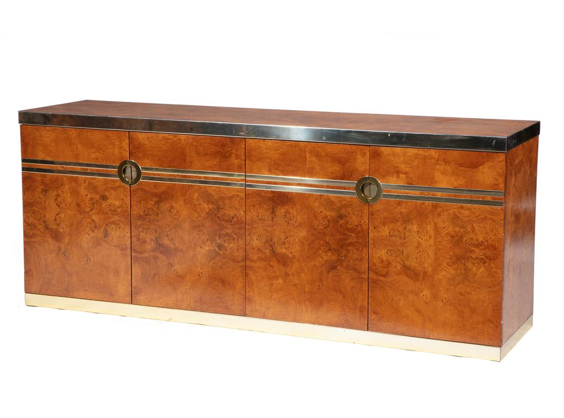 Pierre Cardin Brass-Mounted Burl Wood Sideboard (1 of 5)
