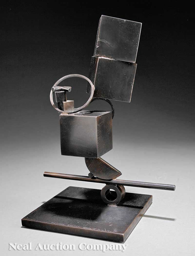 Fletcher Benton (American, b. 1931): Fletcher Benton (American, b. 1931), "Abstract Sculpture", 1996, bronze, signed and dated, height 13 in.