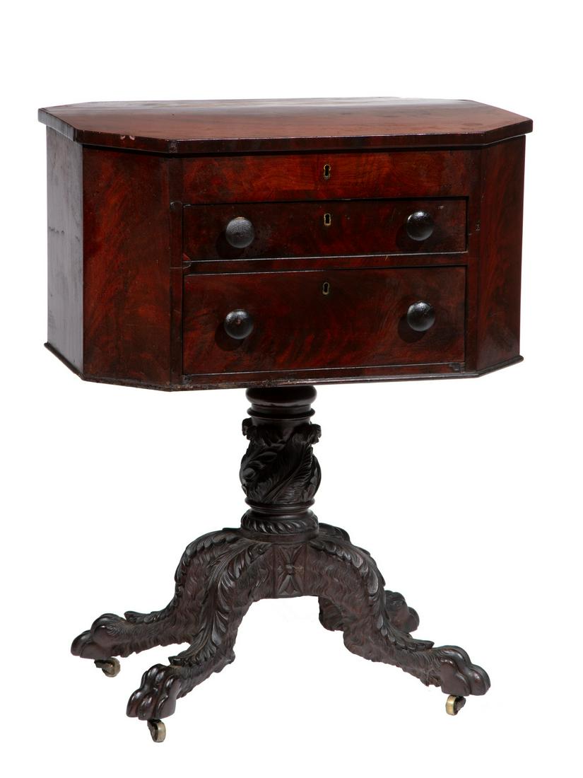 American Classical Carved Mahogany Work Table (1 of 4)