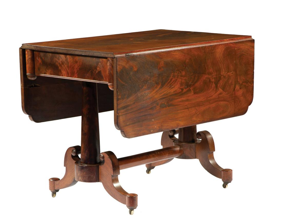 American Classical Carved Mahogany Sofa Table (1 of 1)