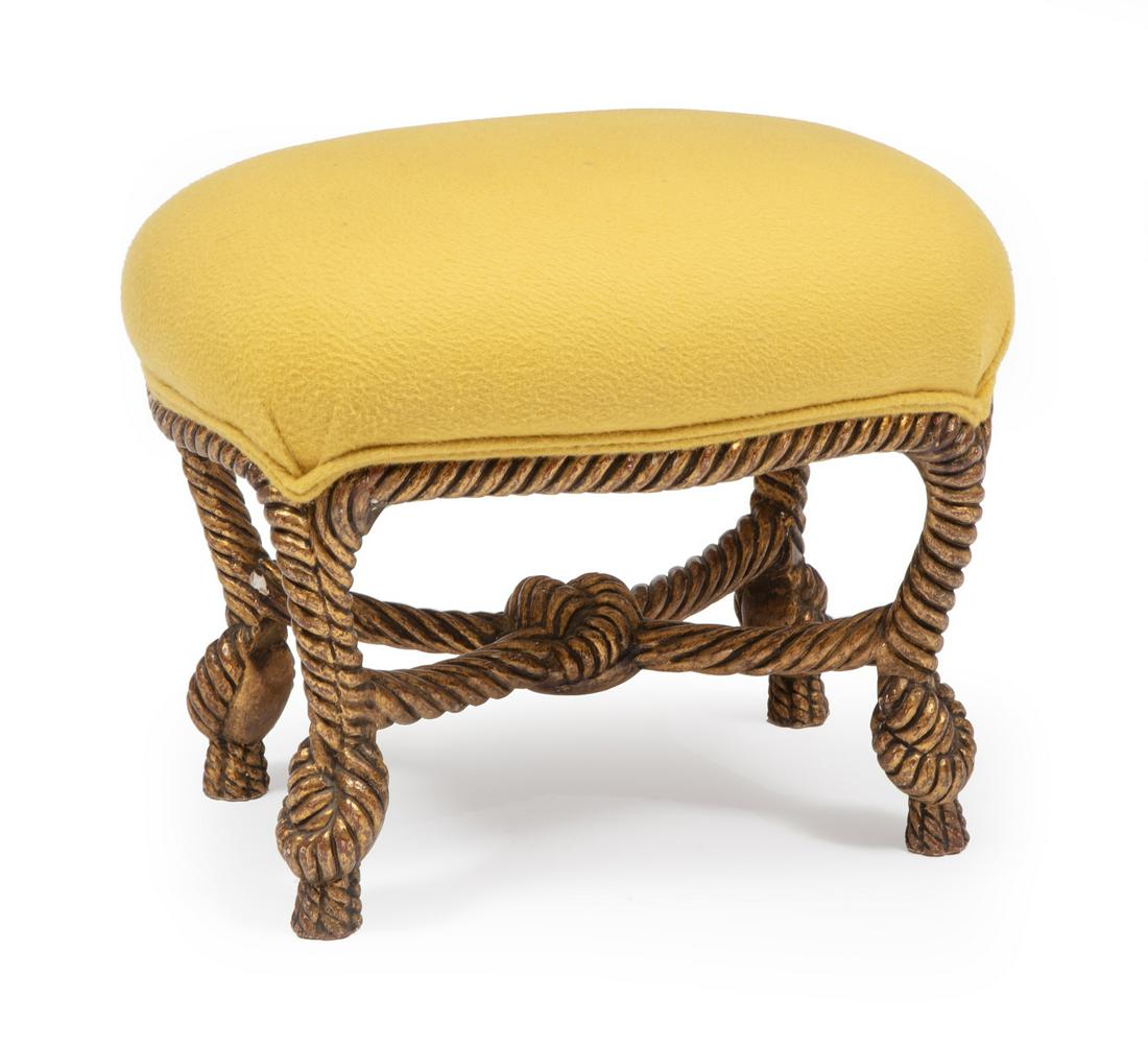 Decorative Giltwood Rope-Molded Footstool (1 of 3)