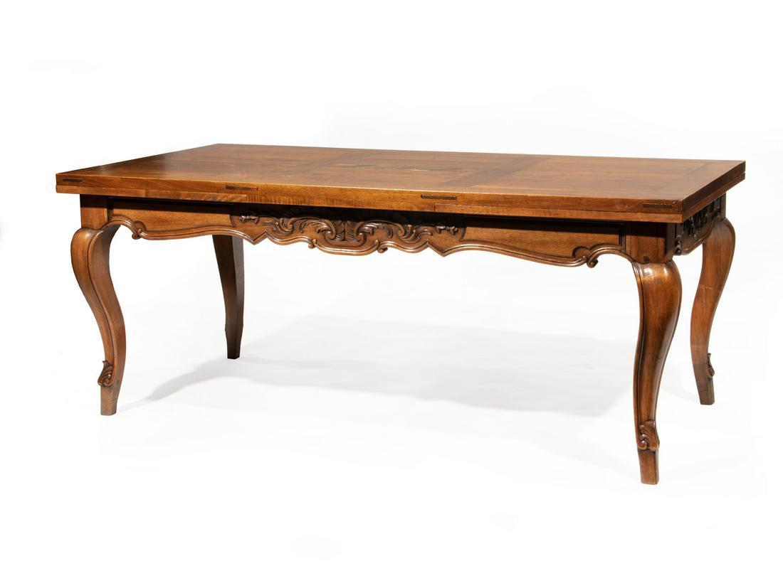 Provincial Carved Walnut Draw Leaf Dining Table (1 of 4)
