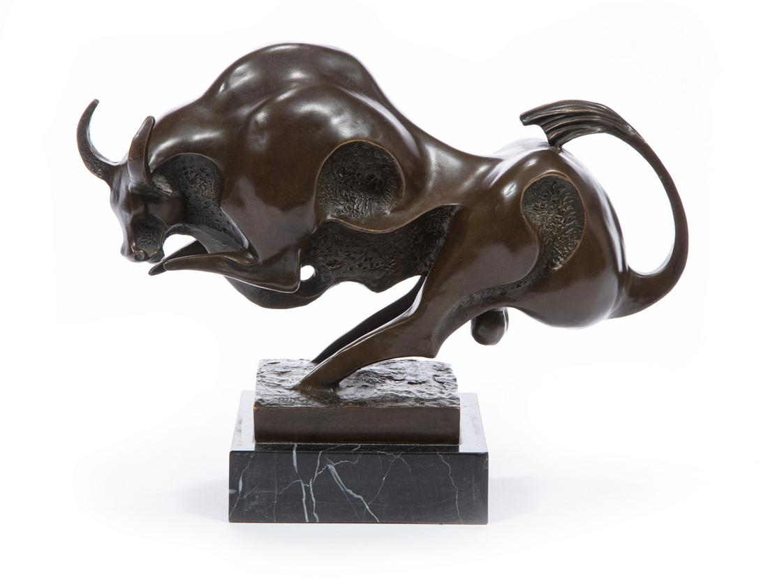 Patinated Bronze Figure of "Bull" (1 of 4)