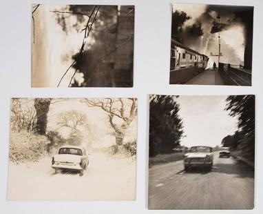 Bert Hardy (British, 1913-1995): Bert Hardy (British, 1913-1995), "Liverpool", "Tree Branch", "Car on Snowy Road" and "Two Cars on Road", 4 silver gelatin prints one mounted to board, three with artist stamp and one pencil-titled en