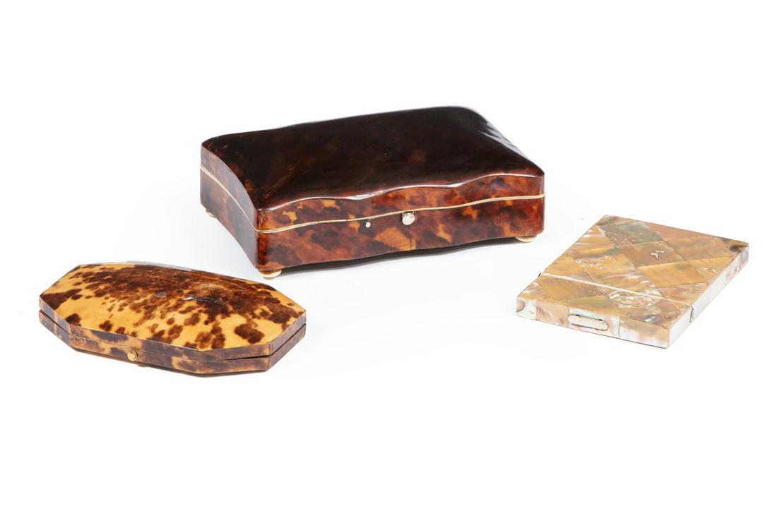 Tortoisesehell Boxes & Mother-of-Pearl Card Case (1 of 3)