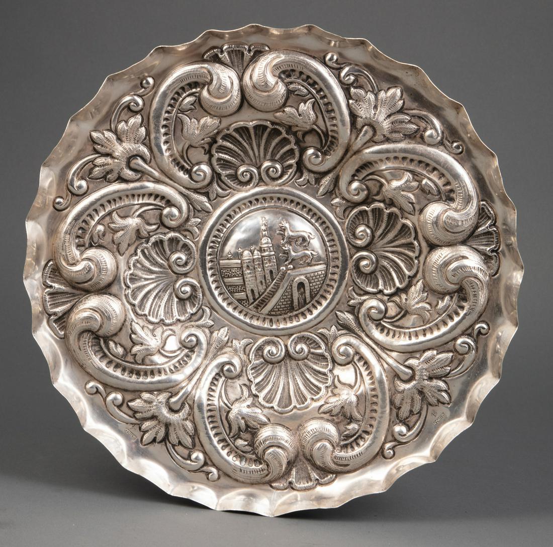 Continental Chased Silver Circular Dish (1 of 2)