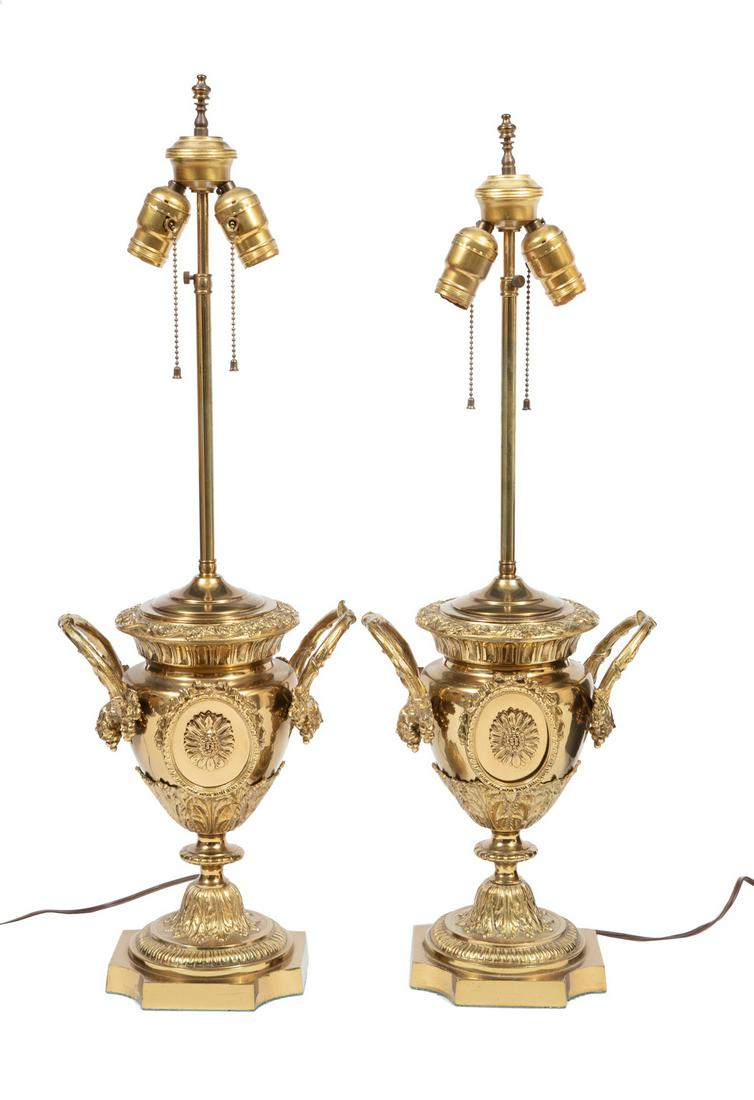 Pair of Antique Brass Table Lamps (1 of 3)