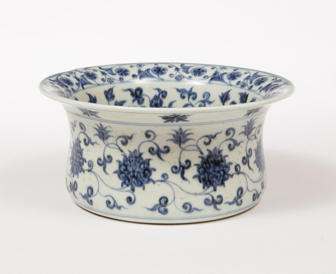 Chinese Ming-Style Blue and White Porcelain Basin (1 of 3)