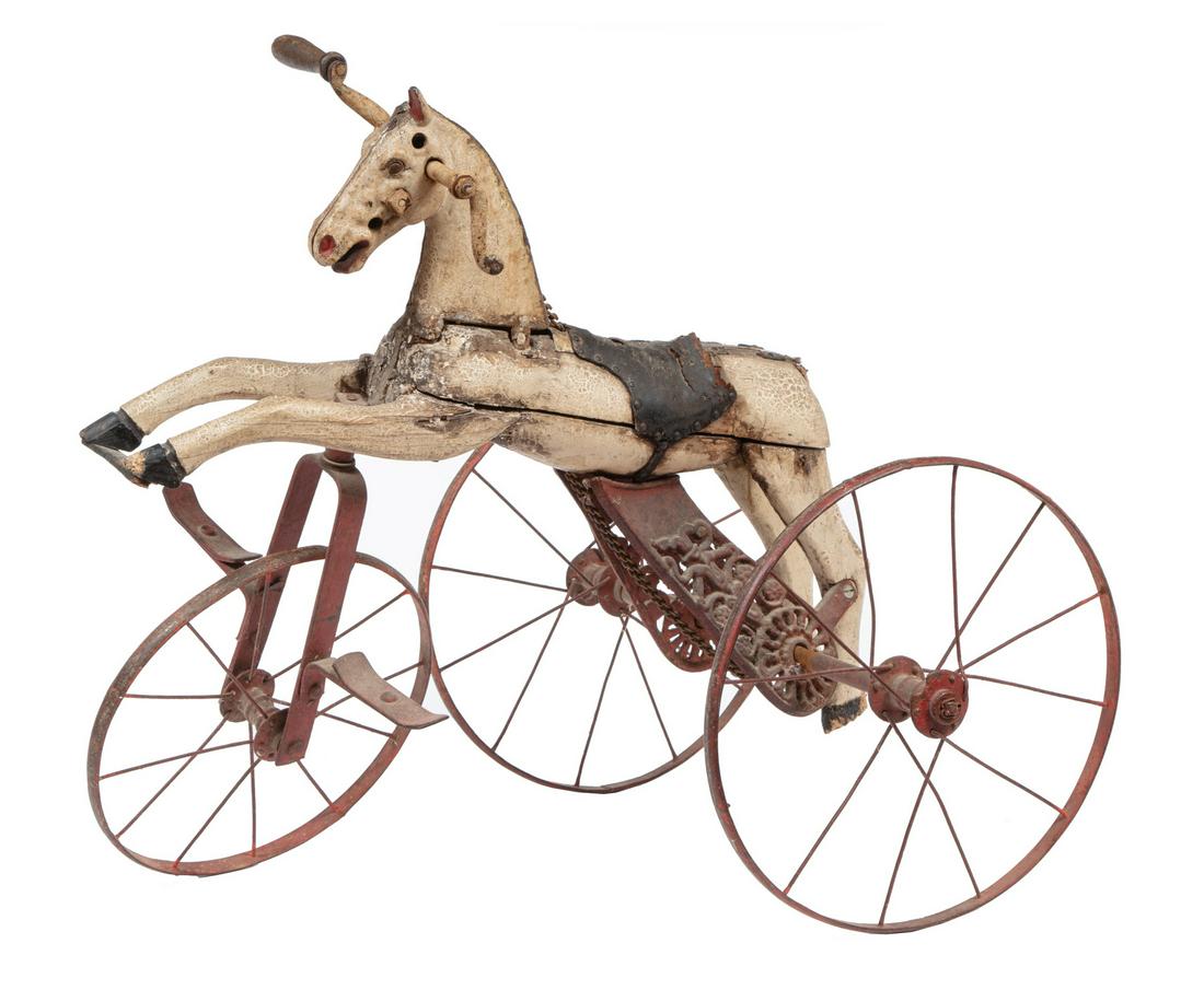 Carved Wood and Iron Horse Tricycle (1 of 3)