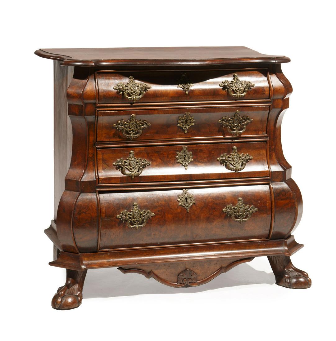 Dutch Rococo Burlwood Bombe Chest of Drawers (1 of 5)
