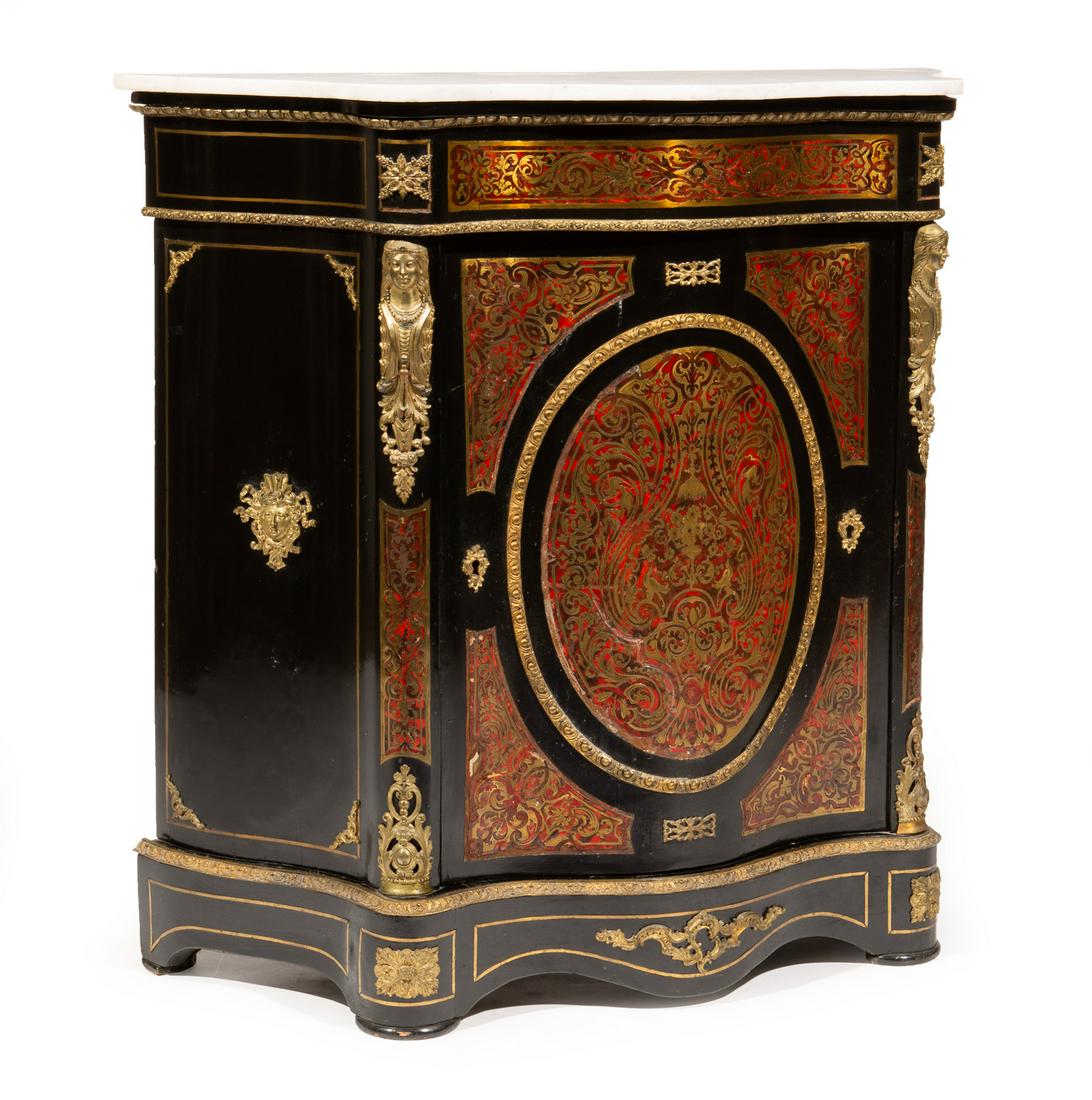 Napoleon III Boullework, Ebonized Parlor Cabinet (1 of 6)