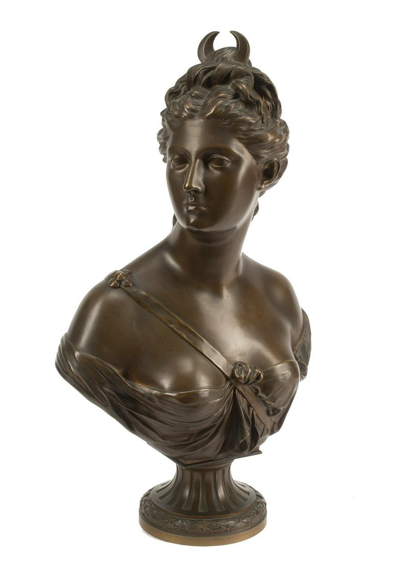 French Patinated Bronze Bust of "Diana" (1 of 14)