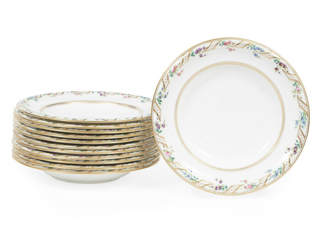 Twelve  English Porcelain Soup Plates, Cauldon (1 of 2)