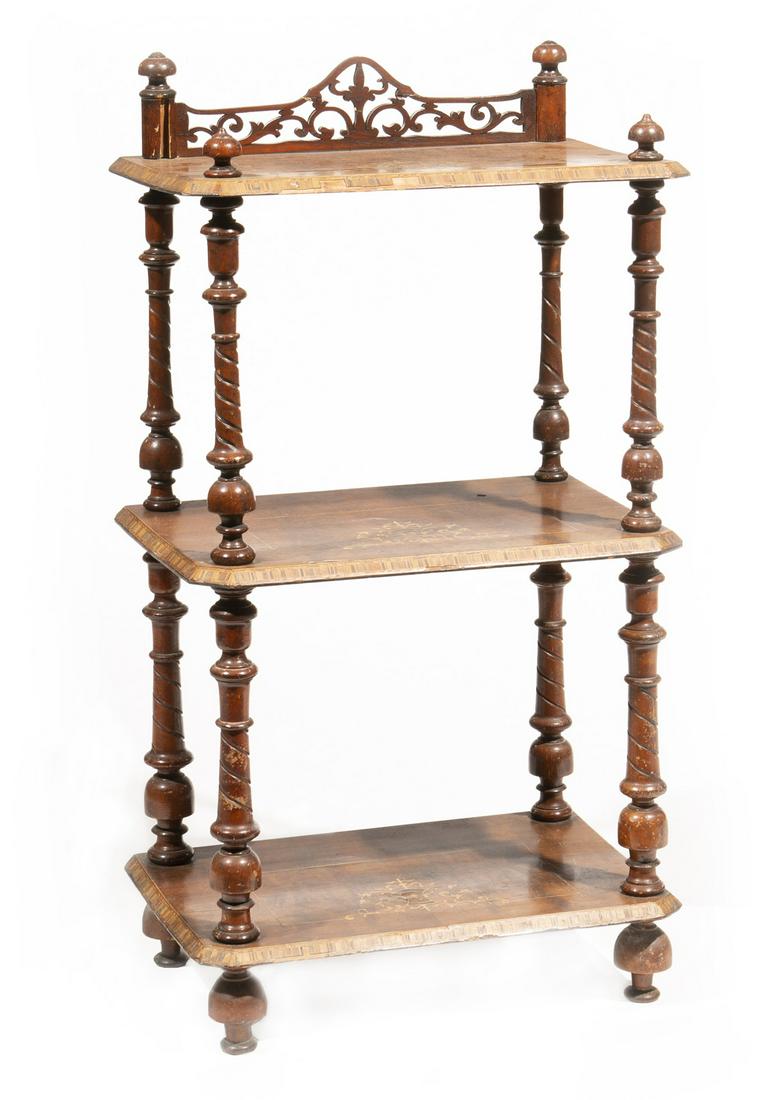 Regency Inlaid Burl Walnut Three-Tier Etagere (1 of 3)