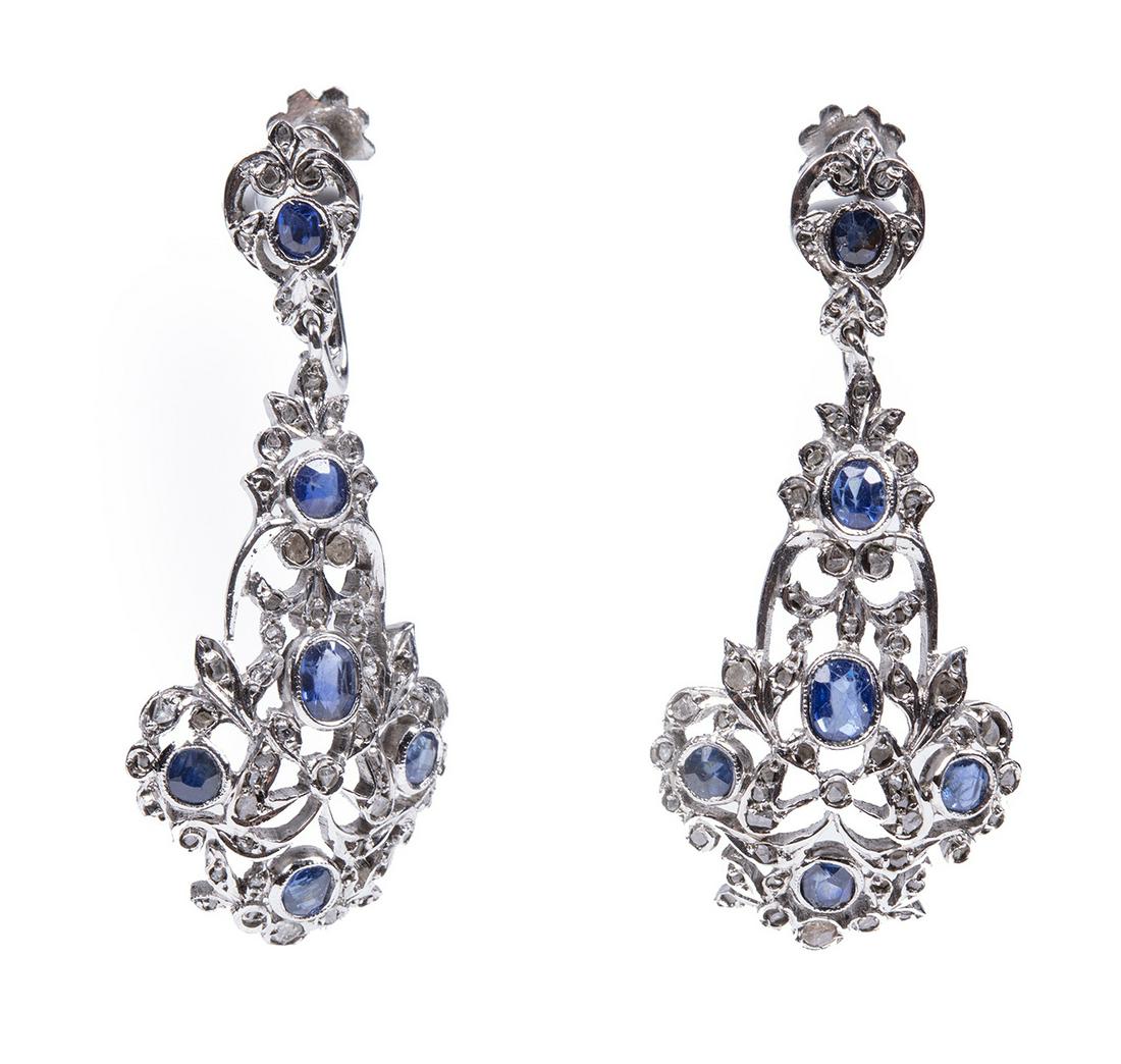18 kt. White Gold, Sapphire and Diamond Earclips (1 of 2)