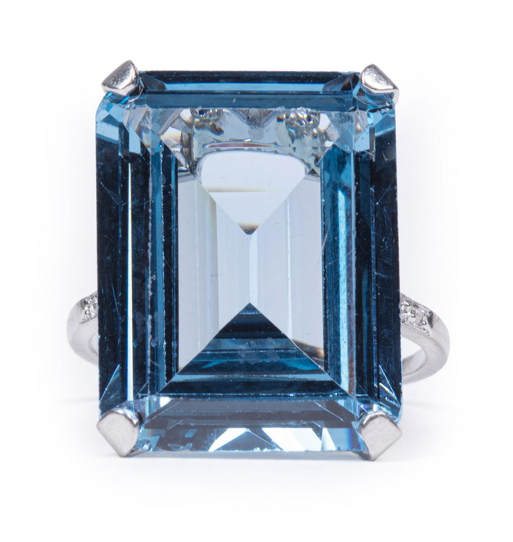 14 kt. White Gold, Blue Topaz and Diamond Ring (1 of 3)