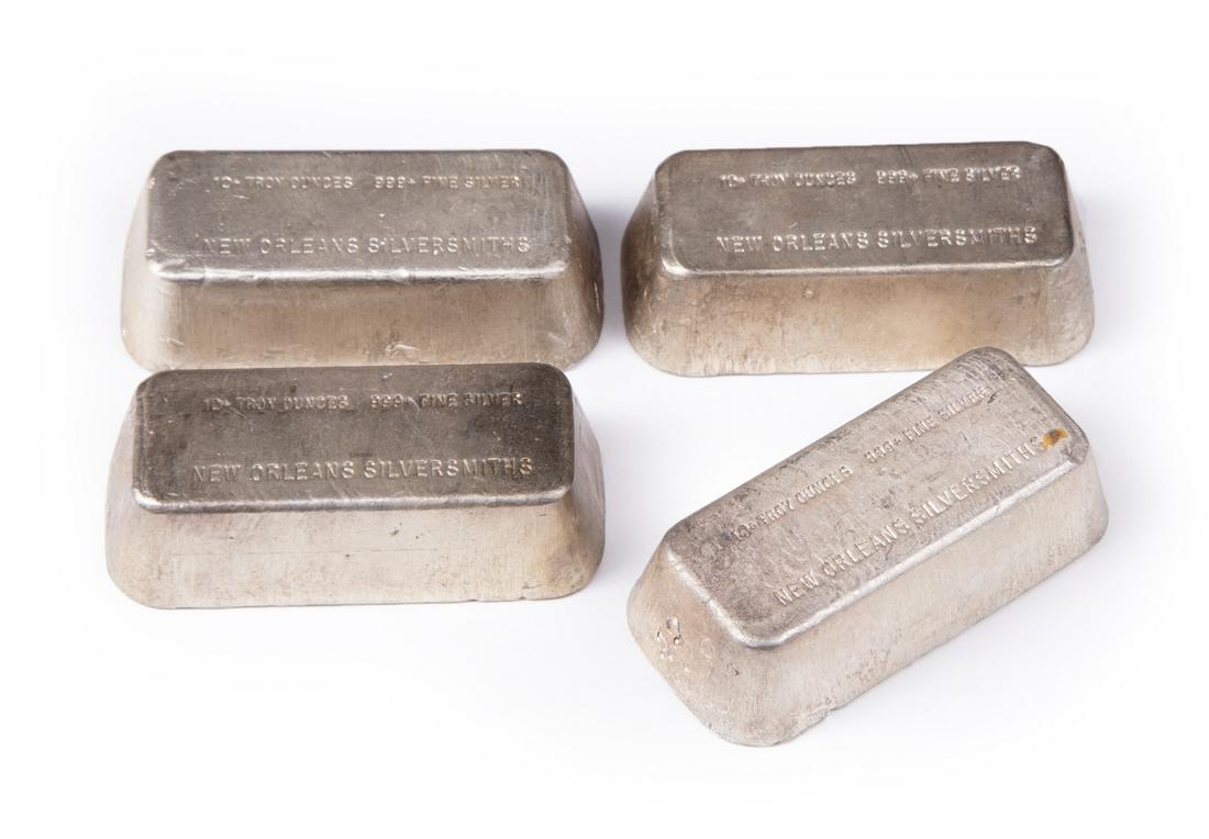 New Orleans Silversmiths 10 oz. Pure Silver Bars (1 of 2)