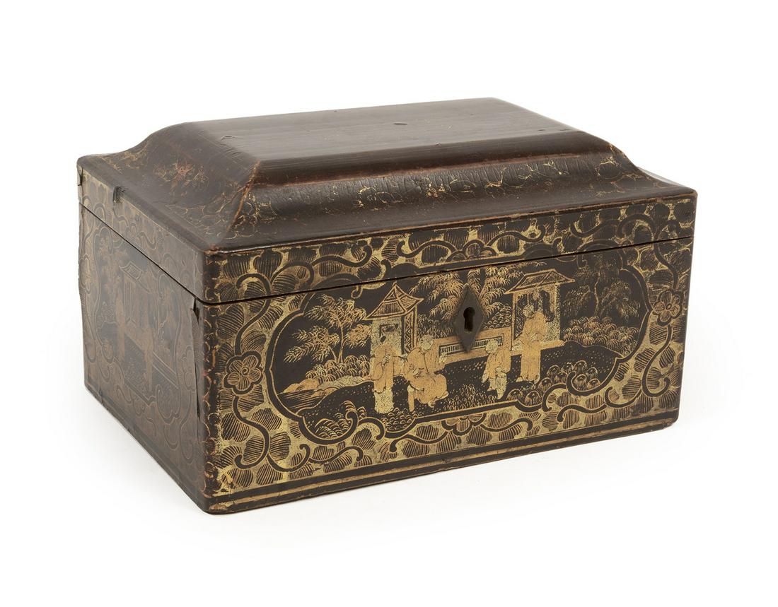Chinese Export Gilt-Decorated Black Lacquer Box (1 of 4)