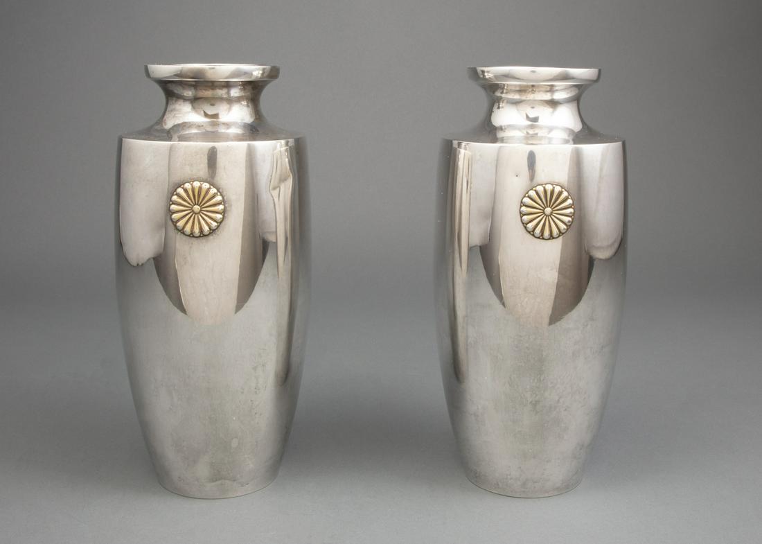 Pair of Japanese Silver Vases (1 of 2)