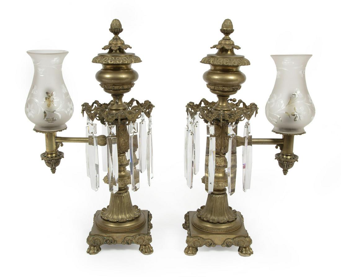 Pair Bronze Single-Light Argand Lamps (1 of 16)