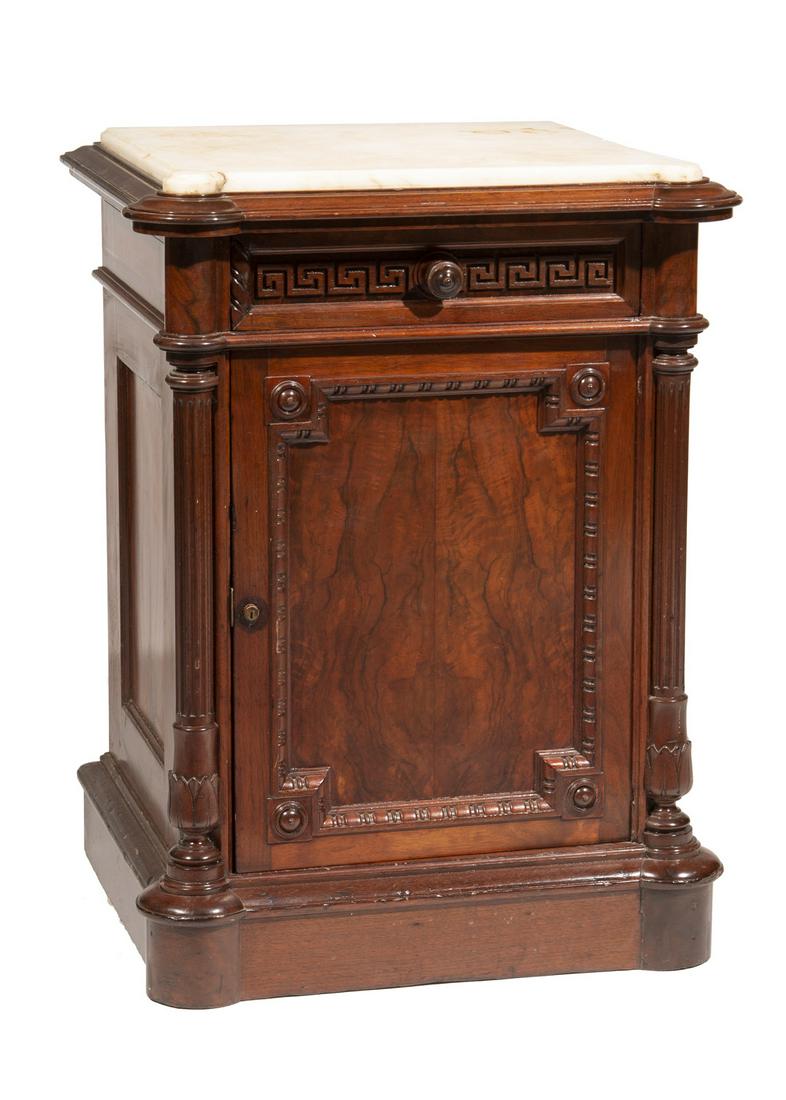 Walnut, Burl Commode, stenciled Pottier & Stymus (1 of 14)