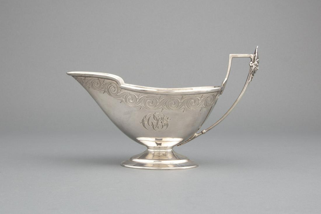 Gorham Neo-Grec Coin Silver "Medallion" Sauceboat (1 of 2)