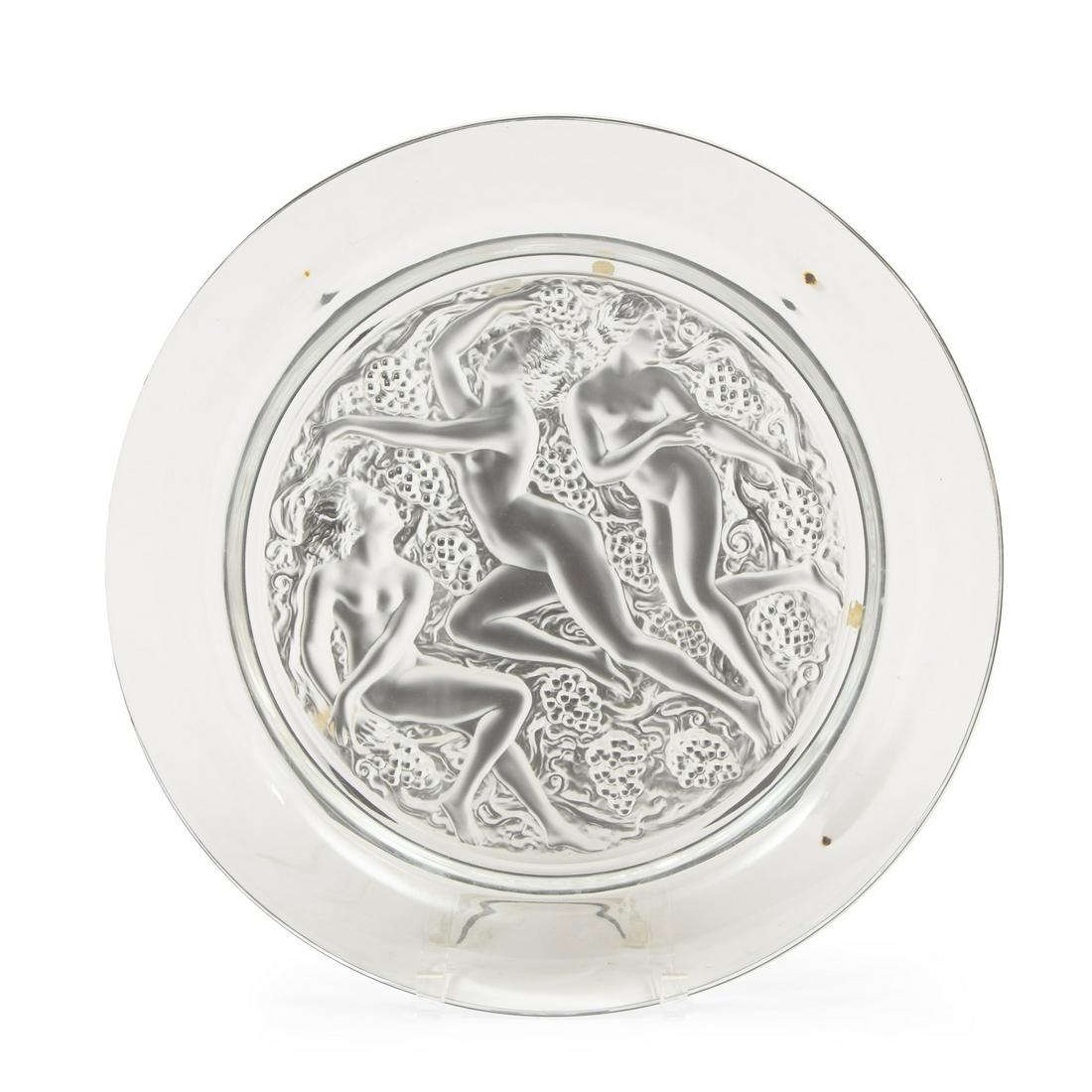 Lalique Crystal "Cote d'Or" Charger: Lalique Crystal "Cote d'Or" Charger, etched mark, dia. 15 7/8 in., with original box. (2 pcs.) Provenance: The Schoenberger Collection, 1812 Palmer Avenue, New Orleans.