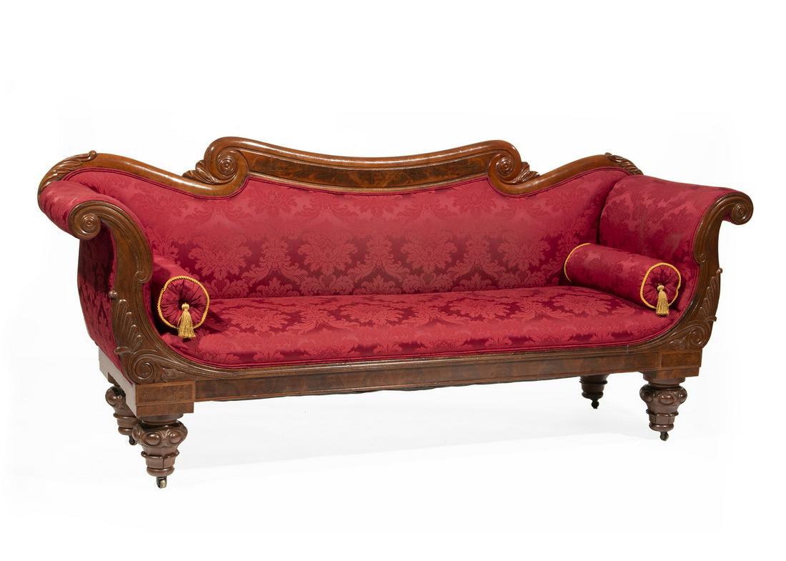 American Classical Carved Mahogany Sofa (1 of 4)