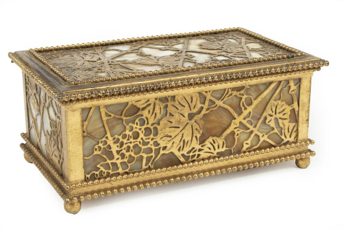 Tiffany Studios Bronze and Glass Jewelry Box (1 of 6)