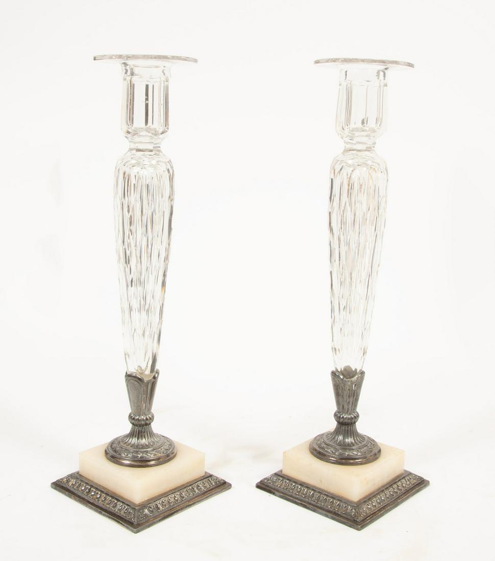 Pair of Pairpoint Cut-Glass and Onyx Candlesticks (1 of 3)