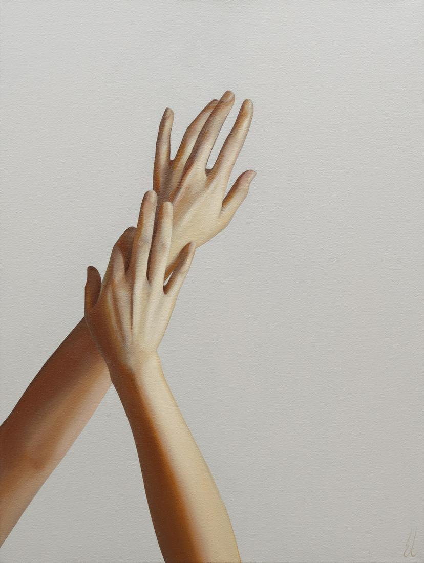 Erin Cone (American/Texas, b. 1976): Erin Cone (American/Texas, b. 1976), "Couplet 2", 2013, oil on canvas, initialed lower right, signed, titled and dated on stretcher, 24 in. x 18 in., unframed.