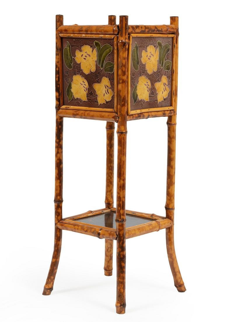 Aesthetic Movement Bamboo and Tile Plant Stand (1 of 3)