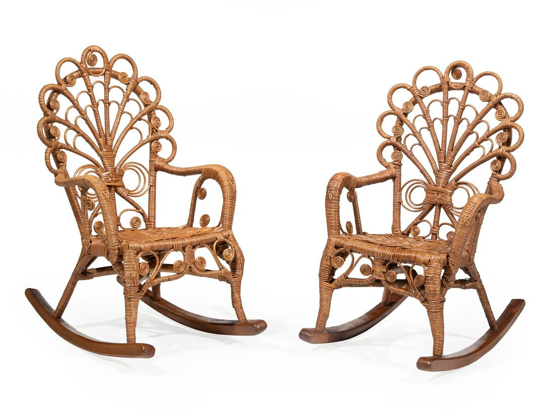 Pair of American Wicker Child's Rocking Chairs (1 of 2)