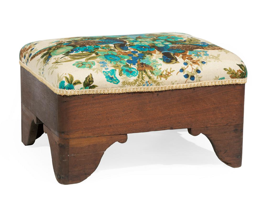 American Classical-Style Carved Walnut Footstool (1 of 2)