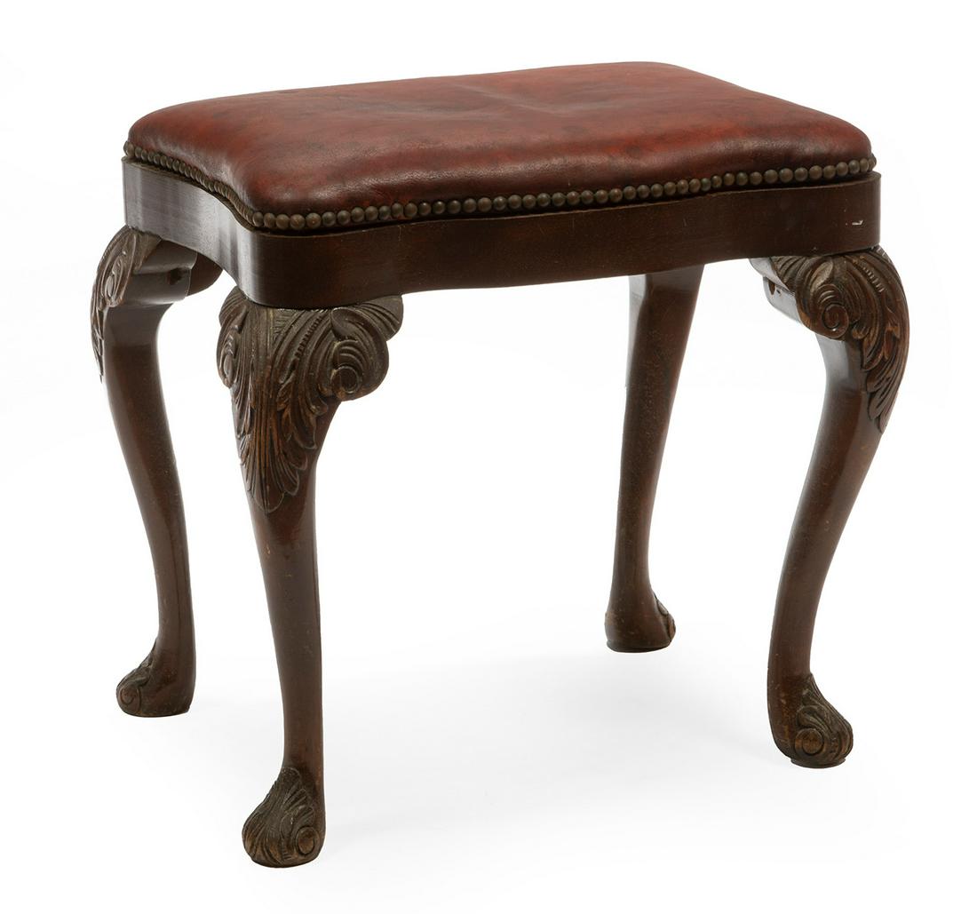 George III-Style Carved Mahogany Stool (1 of 3)