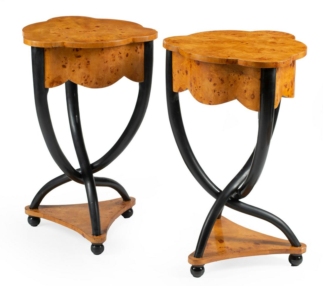 Art Deco-Style Birch and Partial Ebonized Tables (1 of 4)