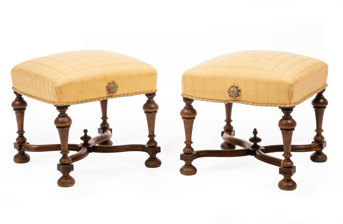 Pair of Louis XIII-Style Walnut Stools (1 of 3)