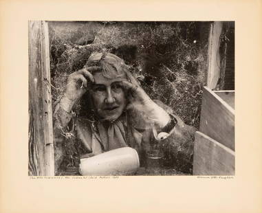 Clarence John Laughlin (American/Louisiana, 19050: Clarence John Laughlin (American/Louisiana, 1905-1985), "She Who Commands the Cobwebs (Enid Foster)", negative creation date 1955, print date 1976, gelatin silver print mounted to board, signed, title