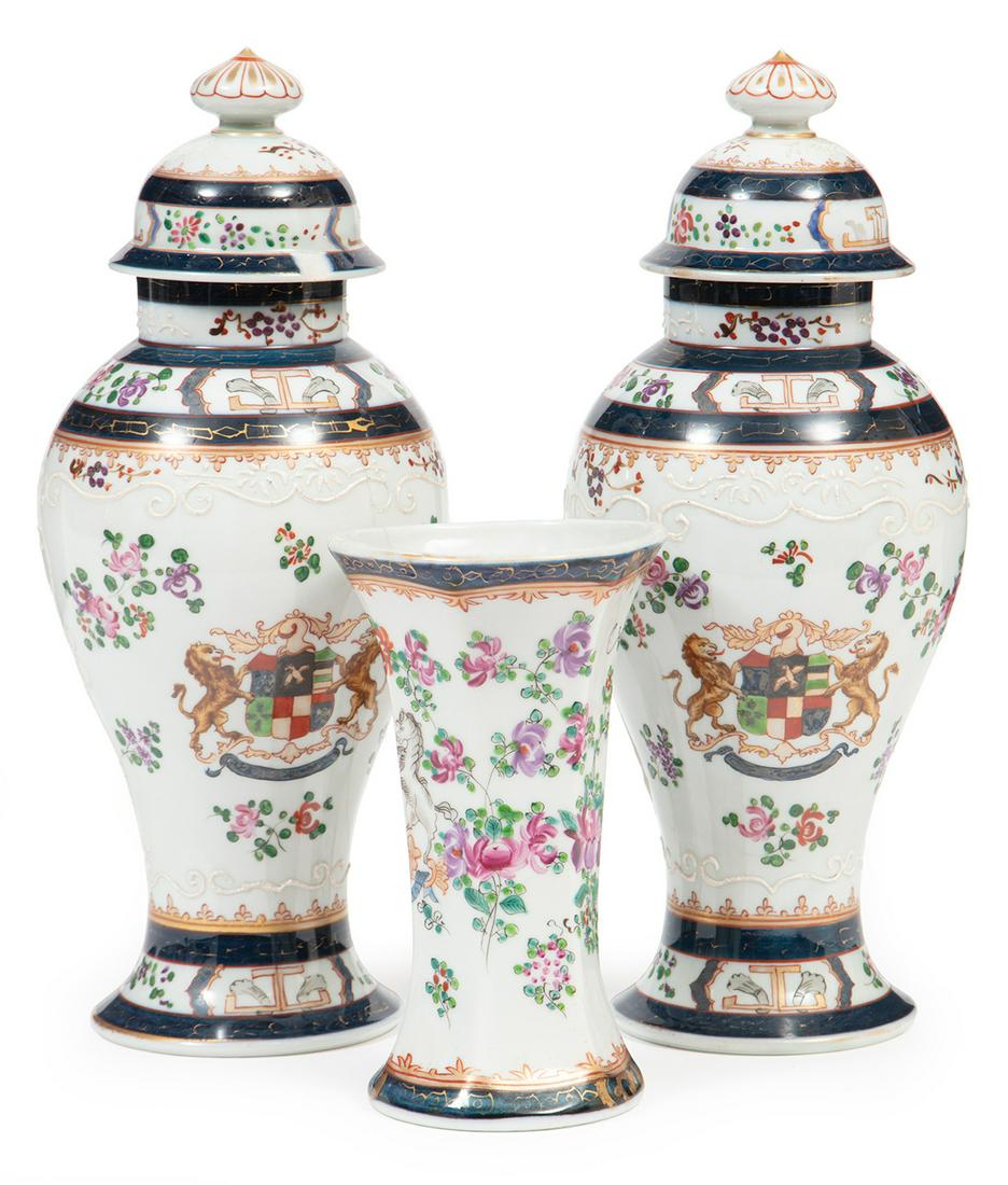 Continental Porcelain Armorial Garniture (1 of 2)