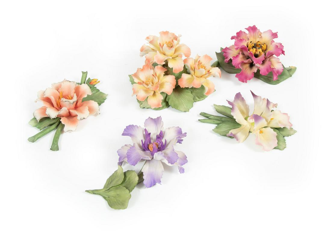 Five Capodimonte Porcelain Flowers (1 of 3)