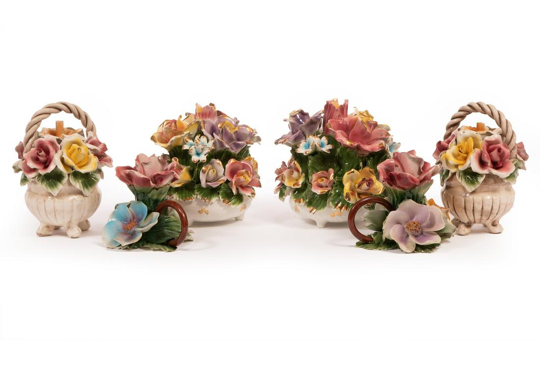 Capodimonte Porcelain Floral Candleholders (1 of 3)