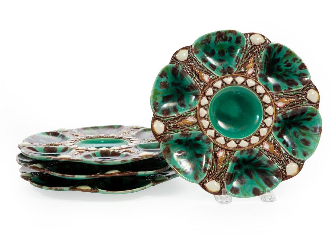 Set of Four Minton Majolica Oyster Plates (1 of 2)