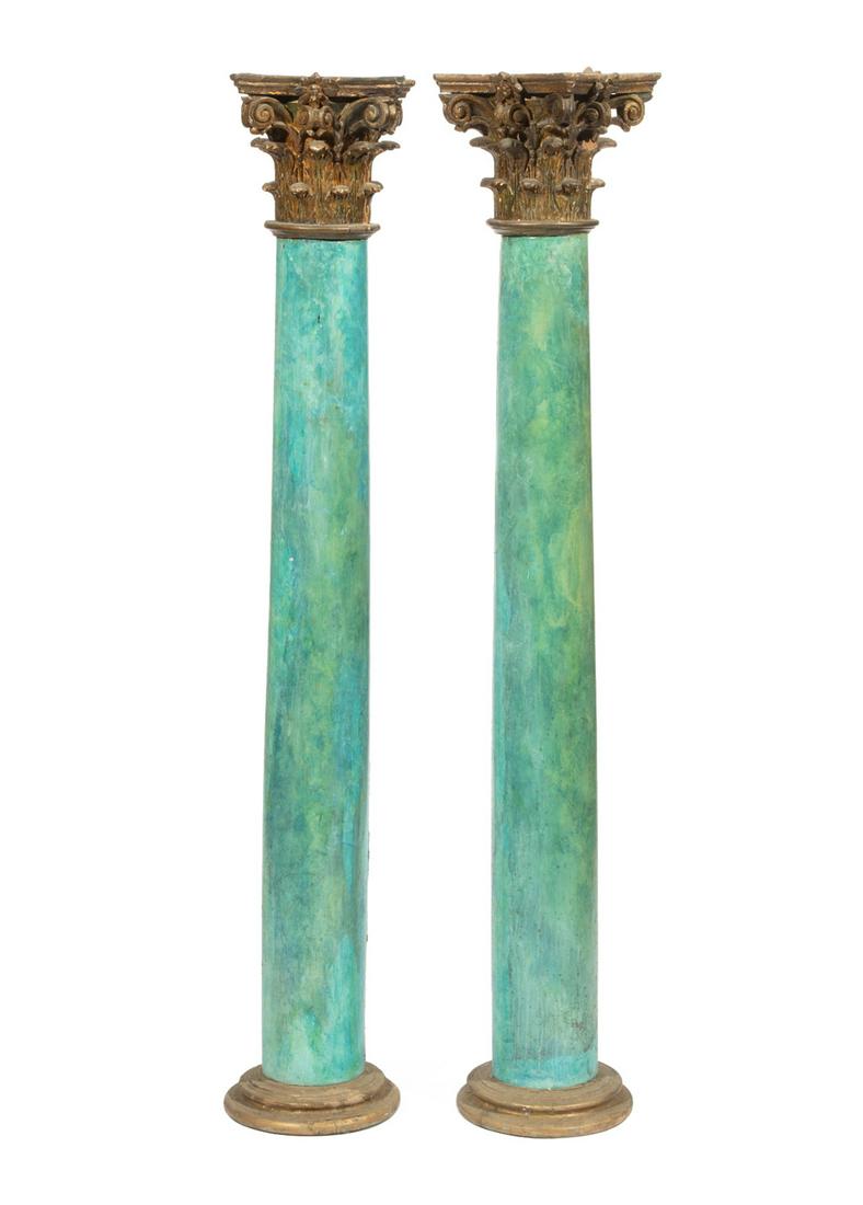Pair of Antique Continental Faux Marbre Columns (1 of 2)