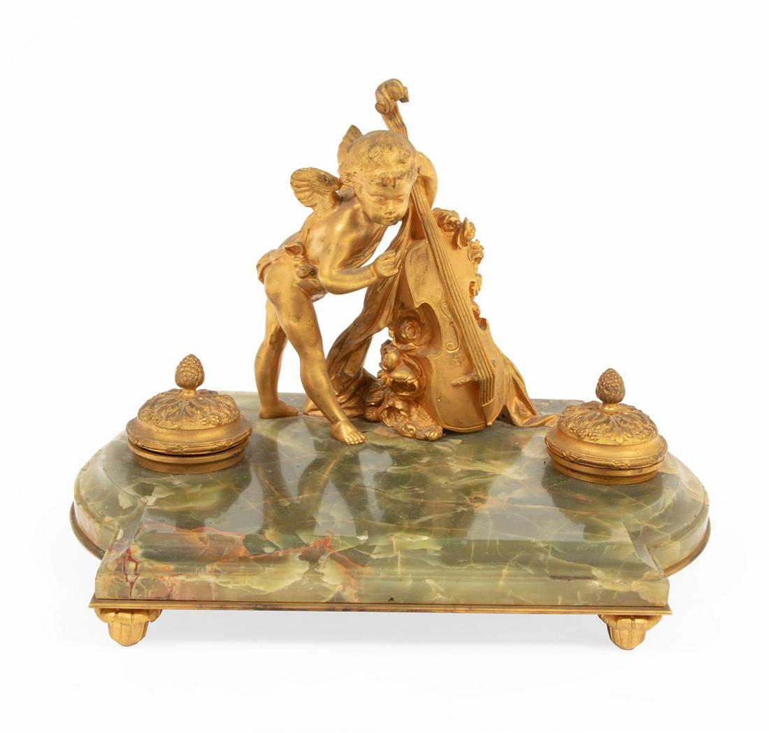 French Gilt Bronze-Mounted Onyx Encrier (1 of 2)