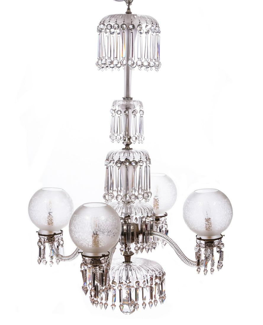 American Cut Glass Four Arm Chandelier (1 of 3)