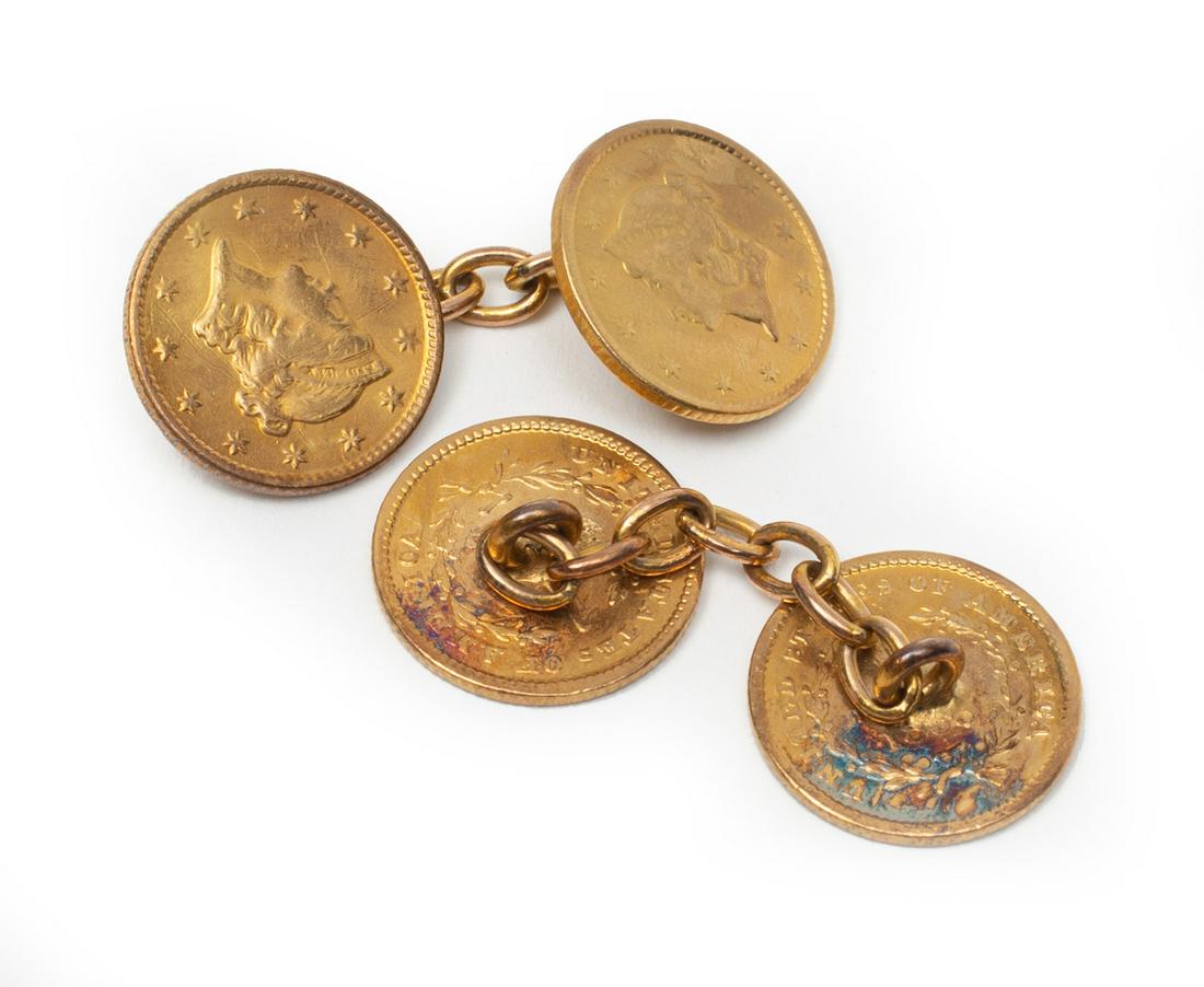Pair of American Yellow Gold Coin Cufflinks (1 of 1)