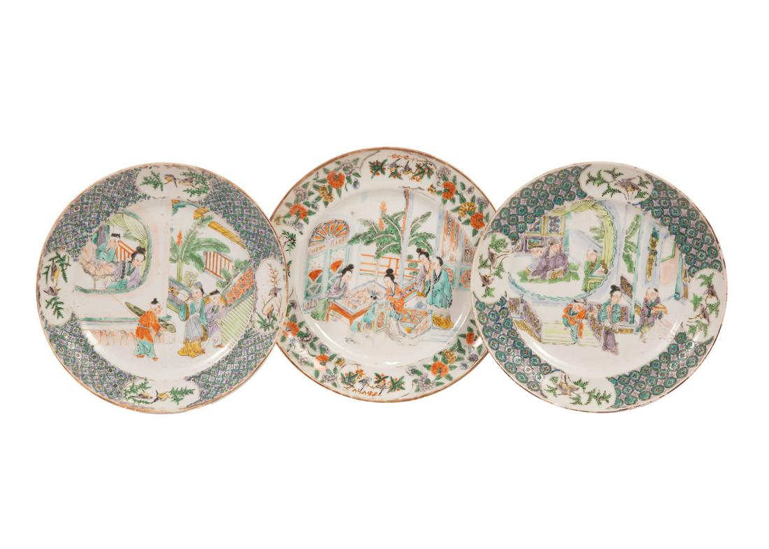 Three Chinese Polychrome Porcelain Dishes (1 of 2)