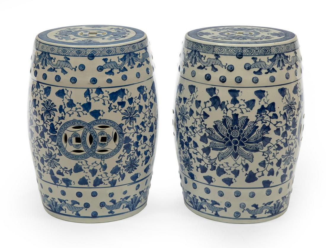 Chinese Blue and White Porcelain Garden Seats (1 of 2)