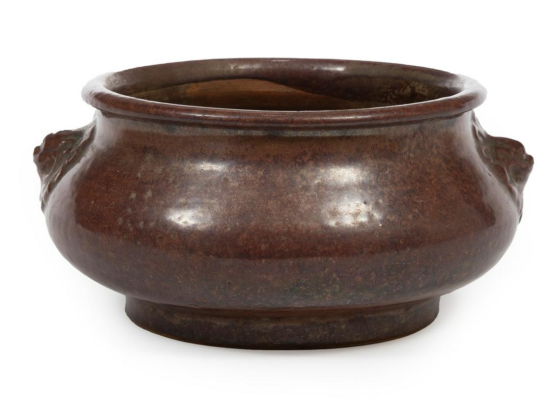 Large Chinese Glazed Pottery Censer (1 of 2)