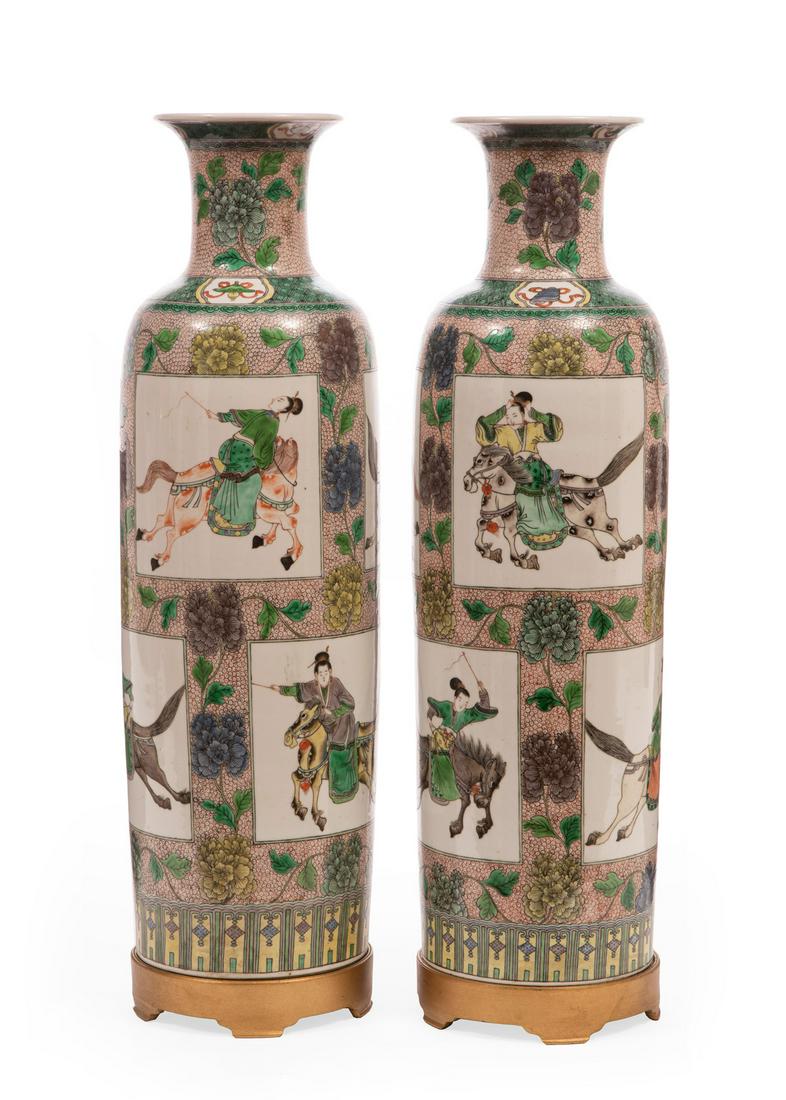 Chinese 'Famille Verte' Porcelain Tall Vases (1 of 3)